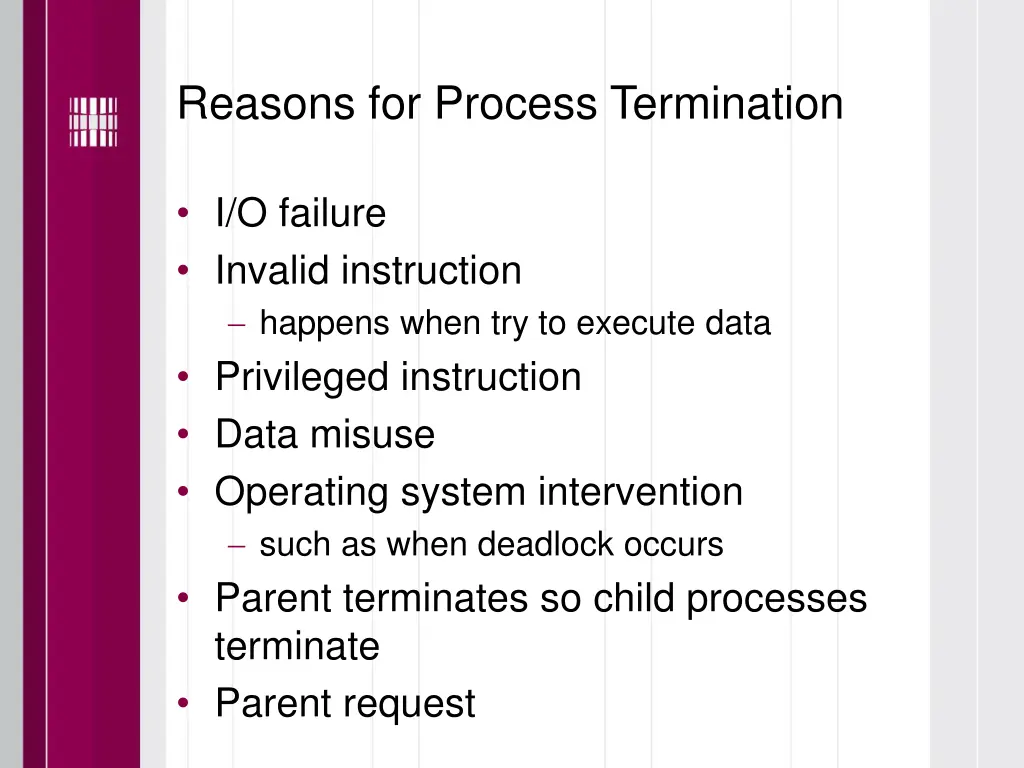 reasons for process termination