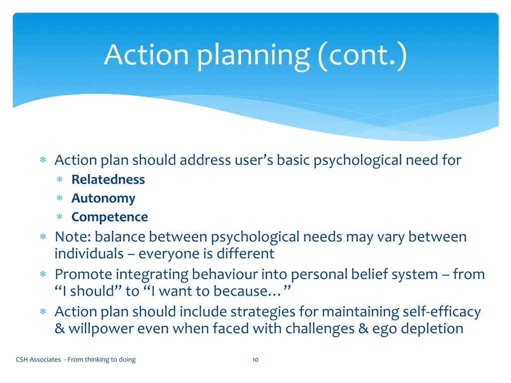 action planning cont