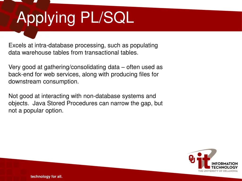 applying pl sql