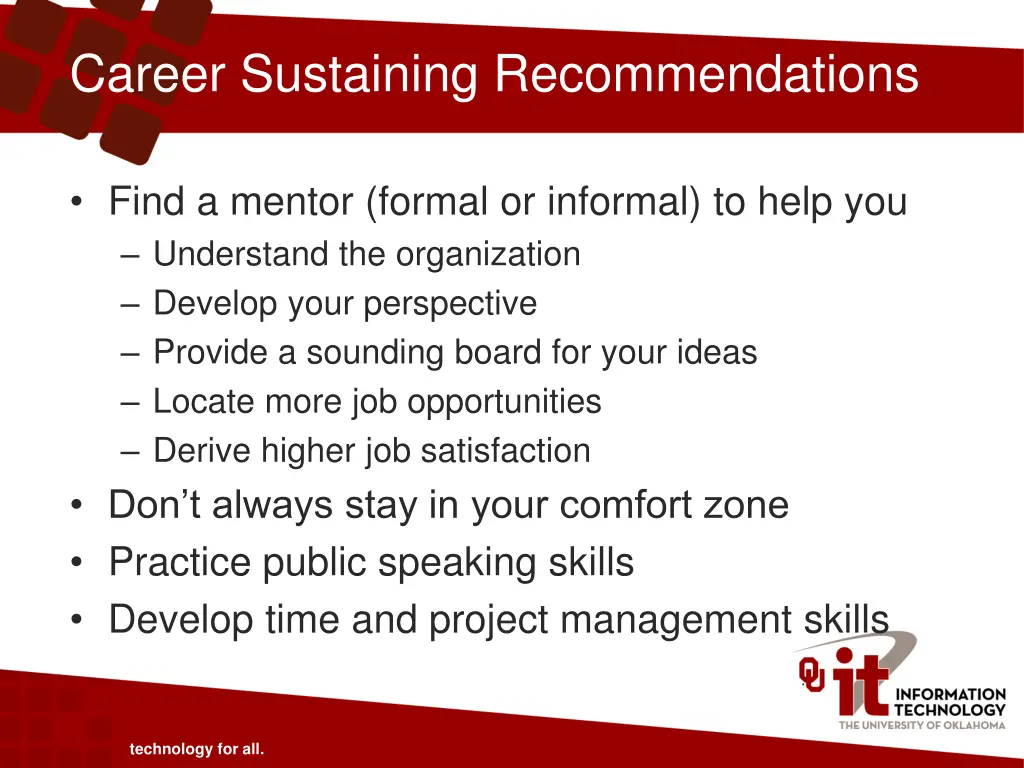 career sustaining recommendations 1