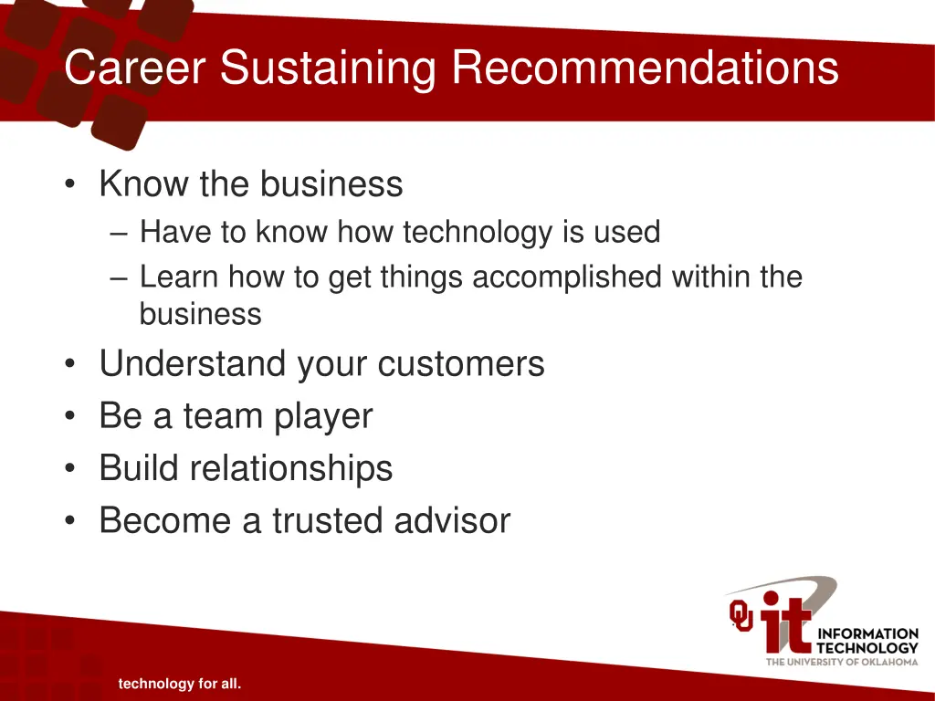 career sustaining recommendations 2