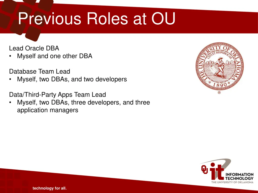 previous roles at ou