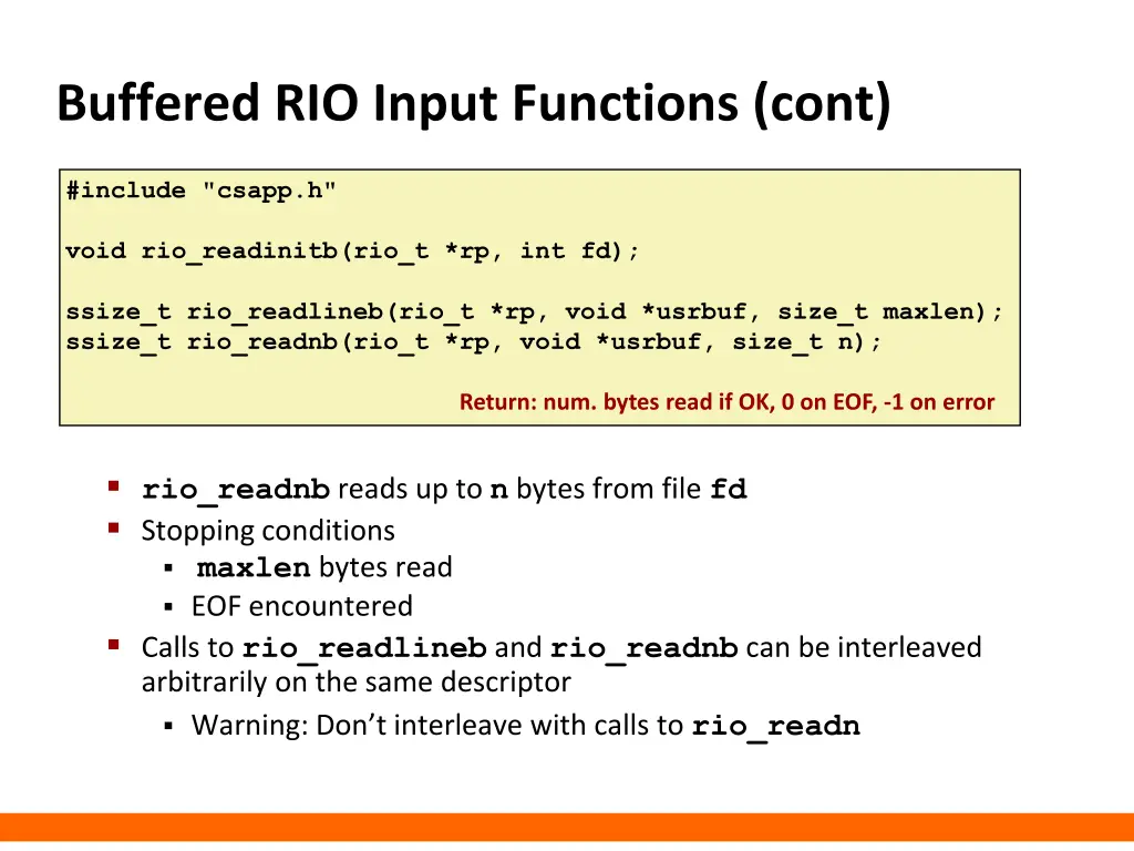buffered rio input functions cont