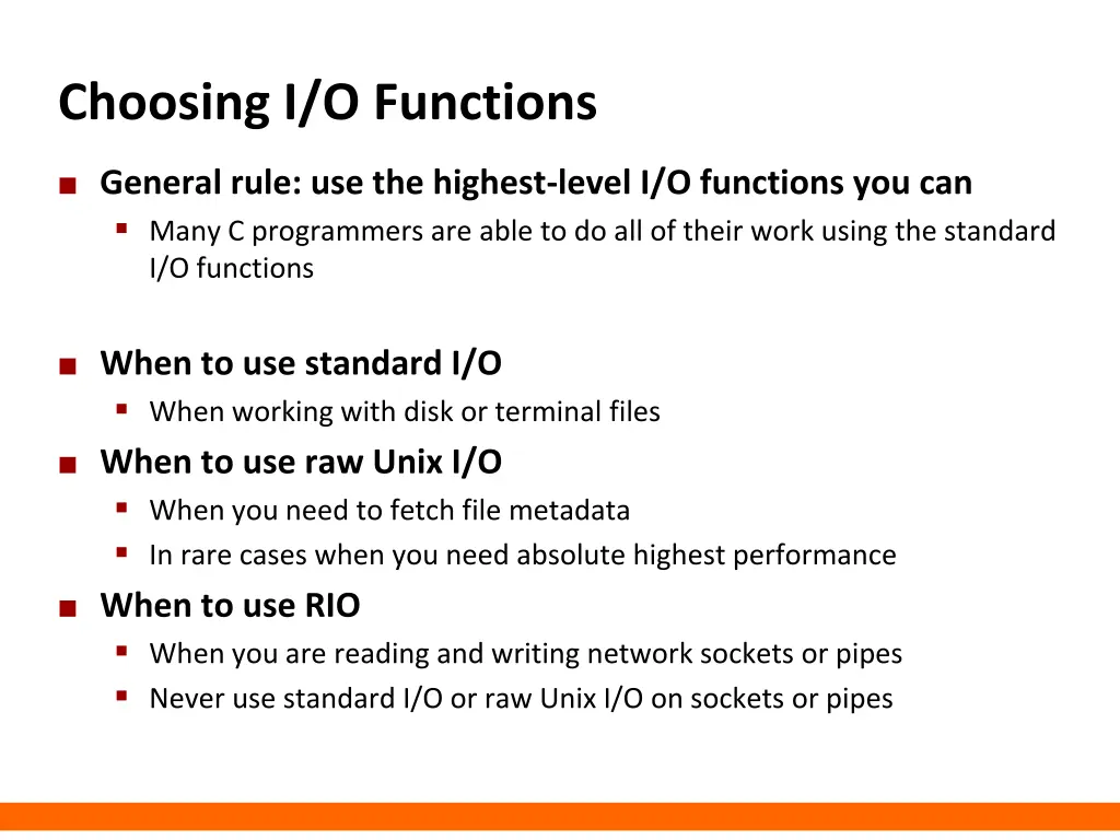 choosing i o functions