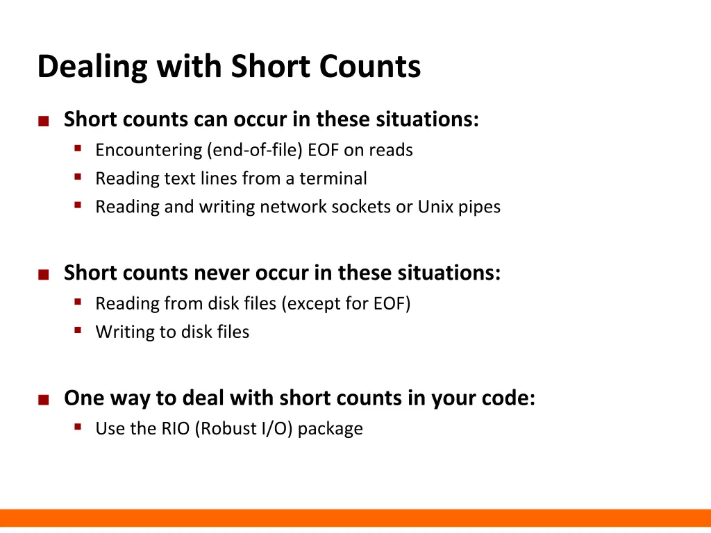 dealing with short counts