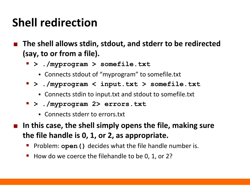 shell redirection