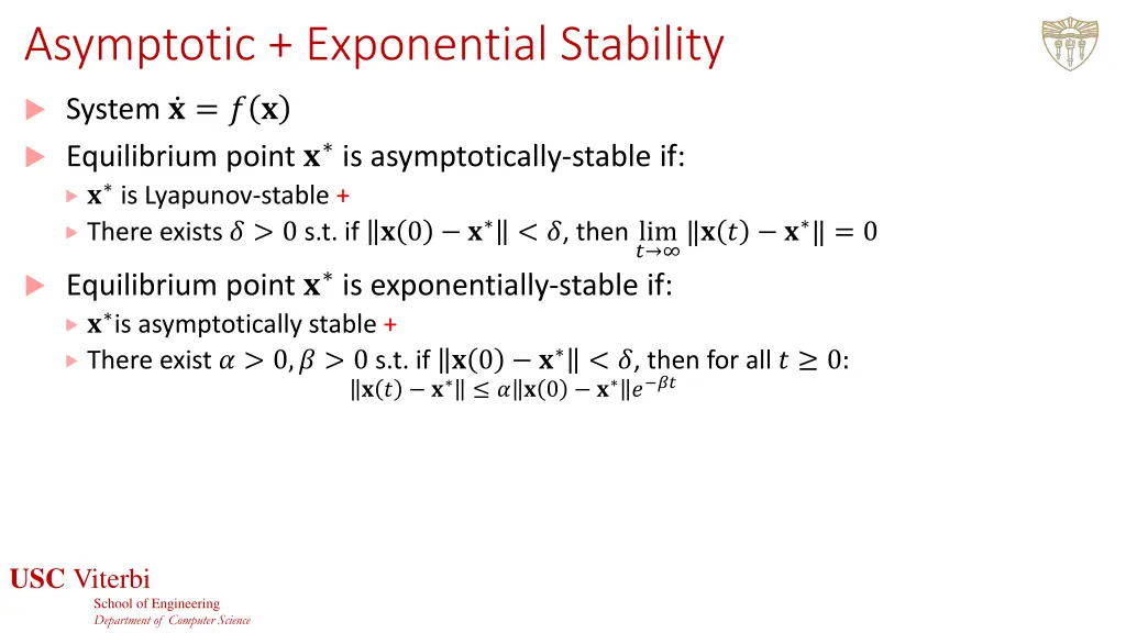 asymptotic exponential stability