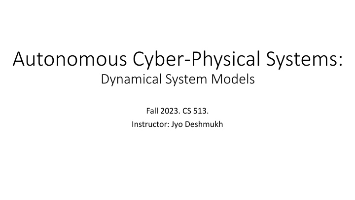 autonomous cyber physical systems dynamical