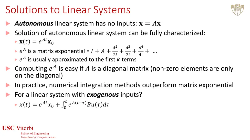 solutions to linear systems