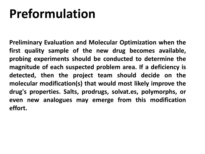 preformulation