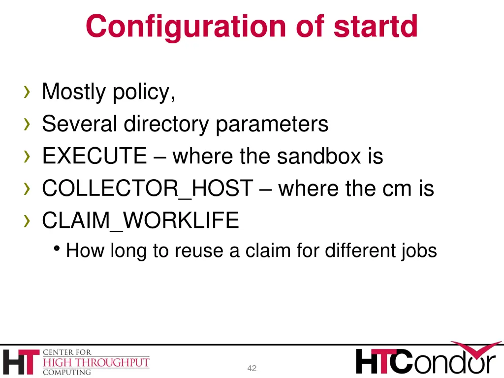 configuration of startd
