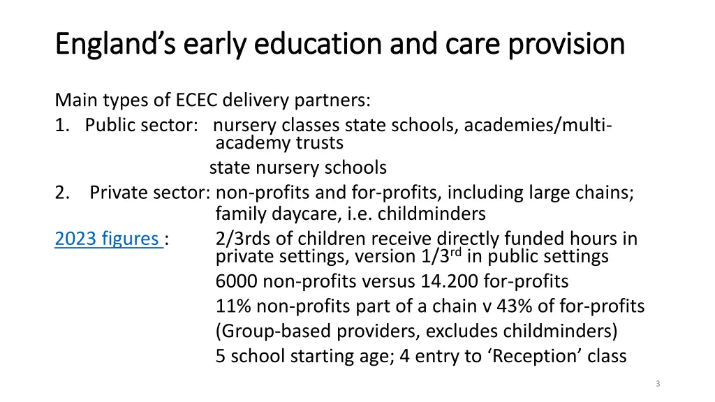 england s early education and care provision