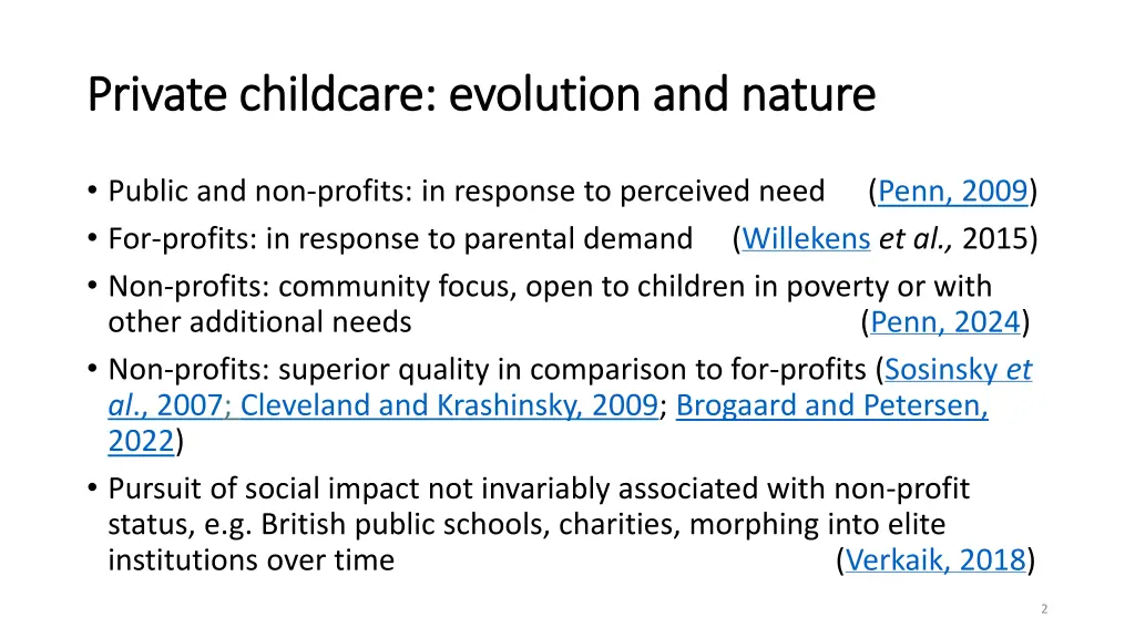private childcare evolution and nature private