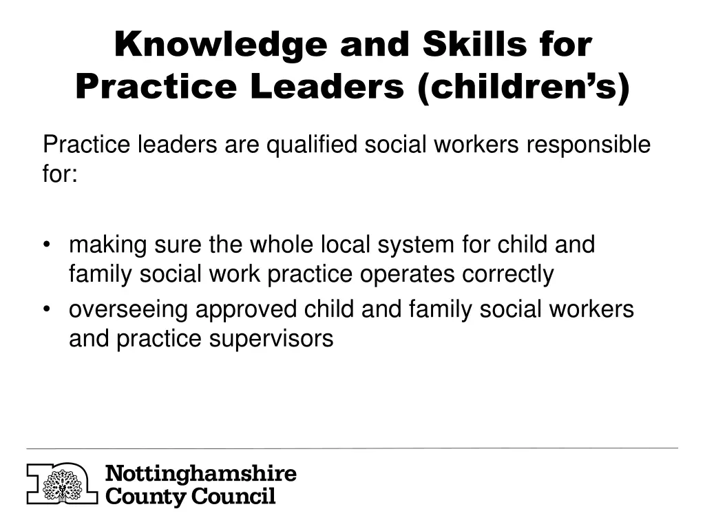 knowledge and skills for practice leaders