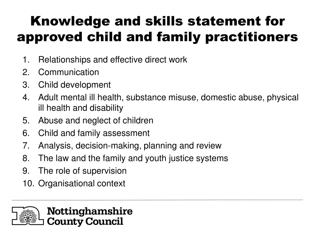 knowledge and skills statement for approved child