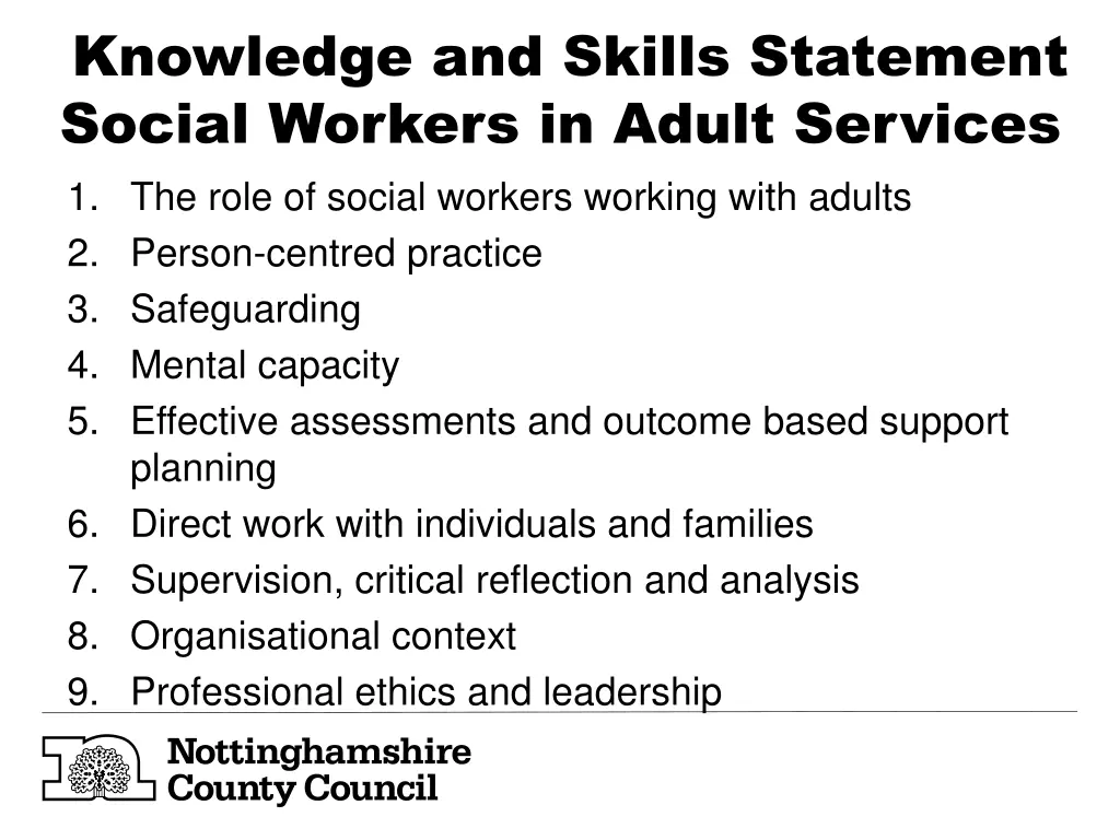 knowledge and skills statement social workers