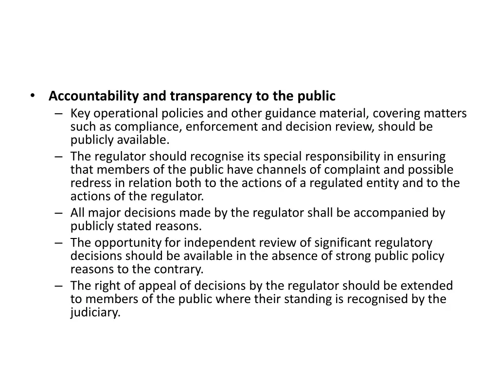 accountability and transparency to the public