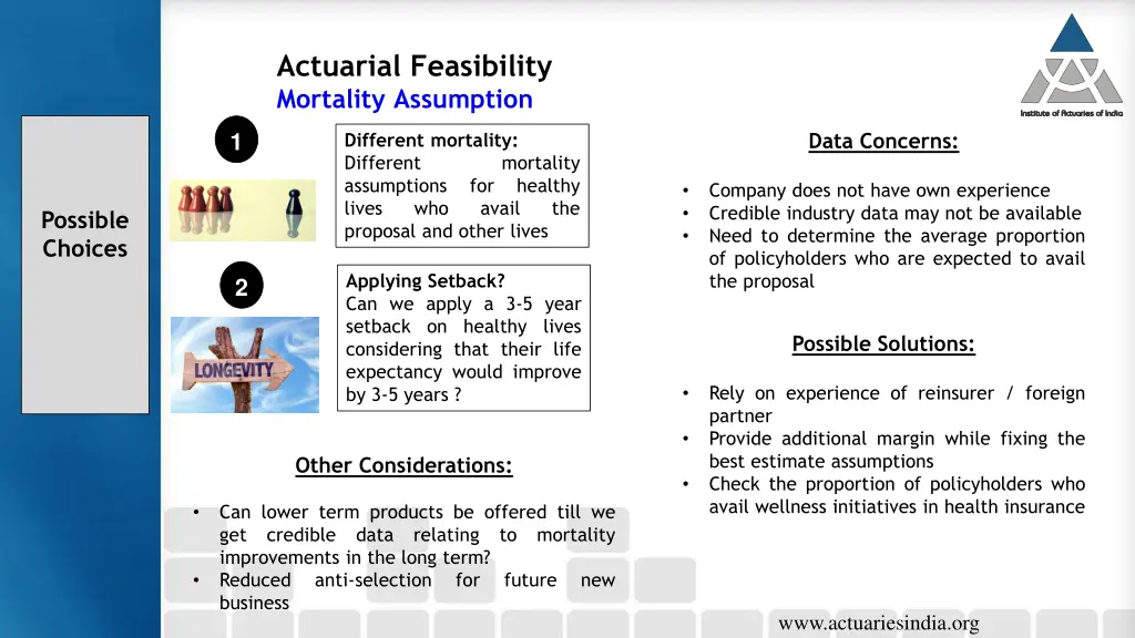 actuarial feasibility mortality assumption