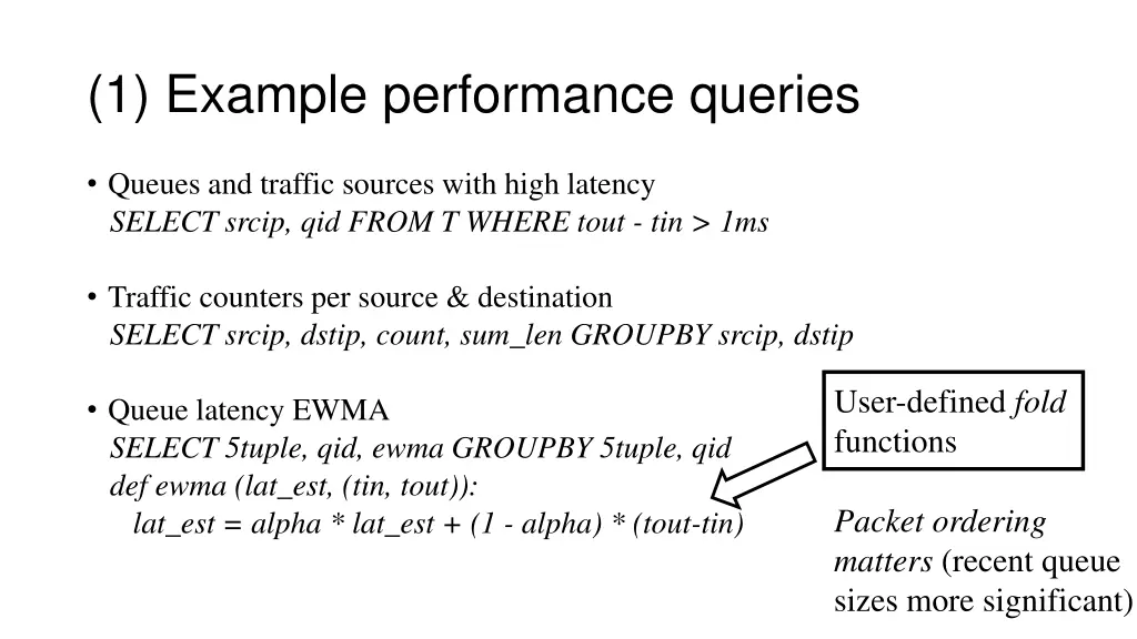 1 example performance queries
