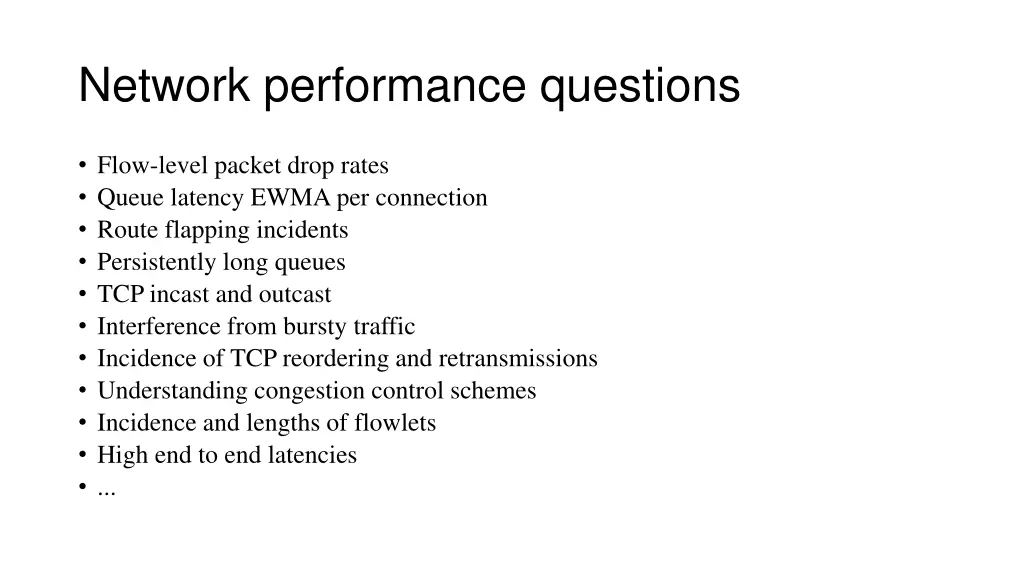 network performance questions