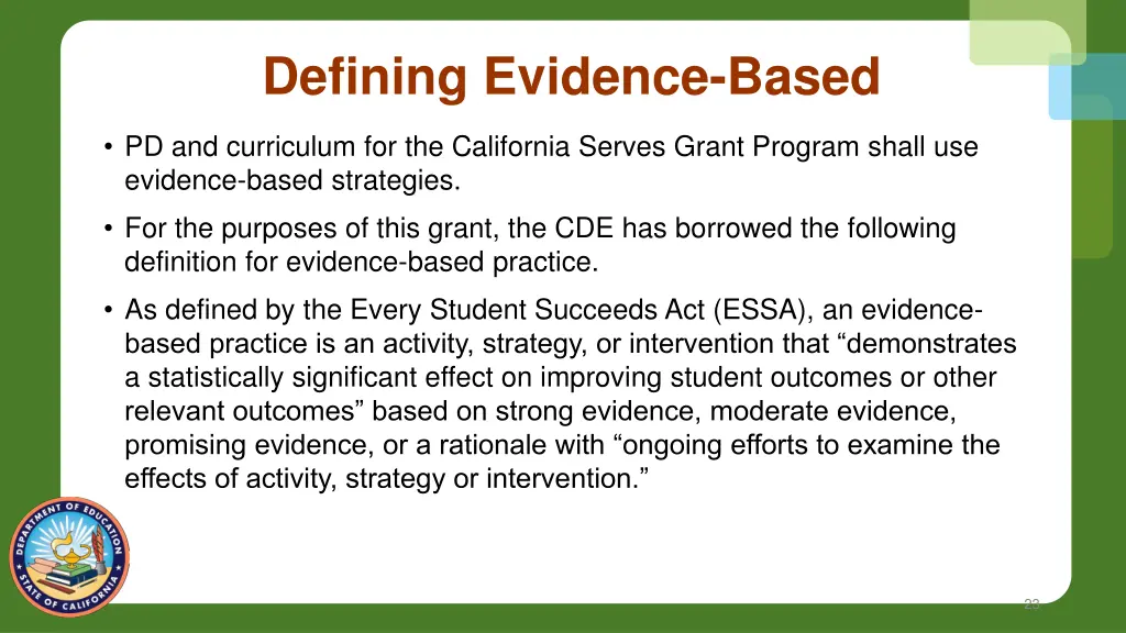 defining evidence based