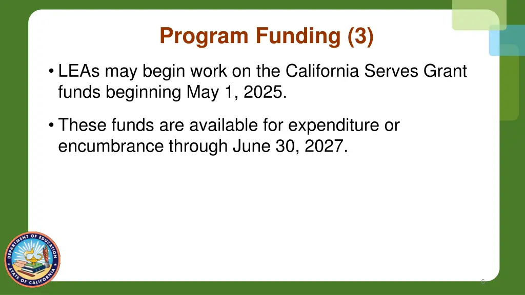 program funding 3