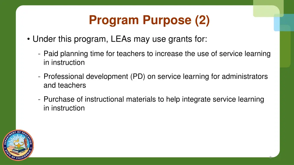 program purpose 2
