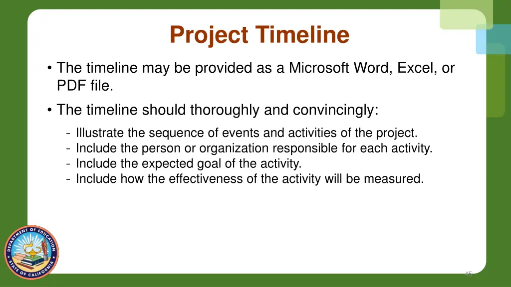 project timeline