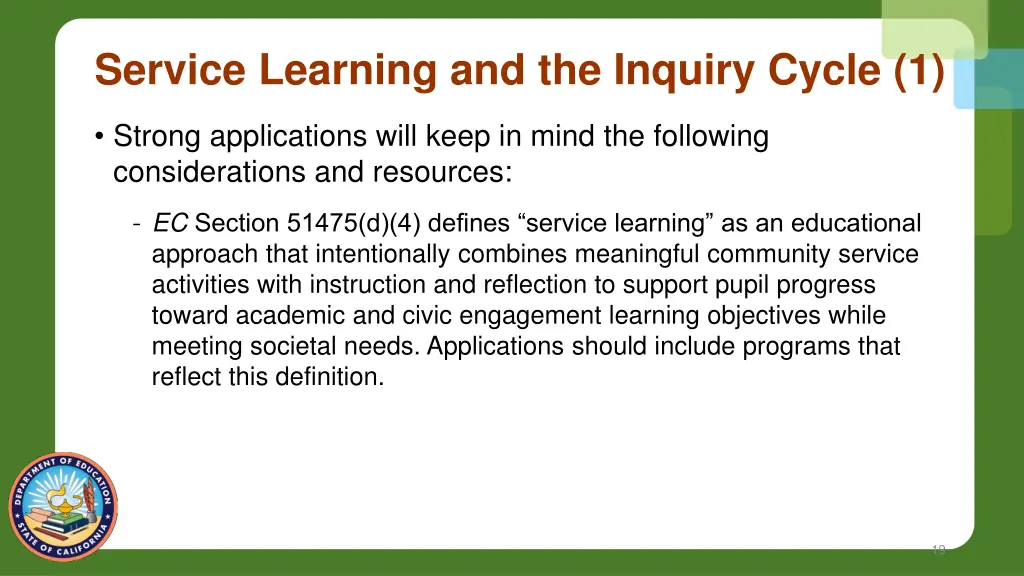 service learning and the inquiry cycle 1