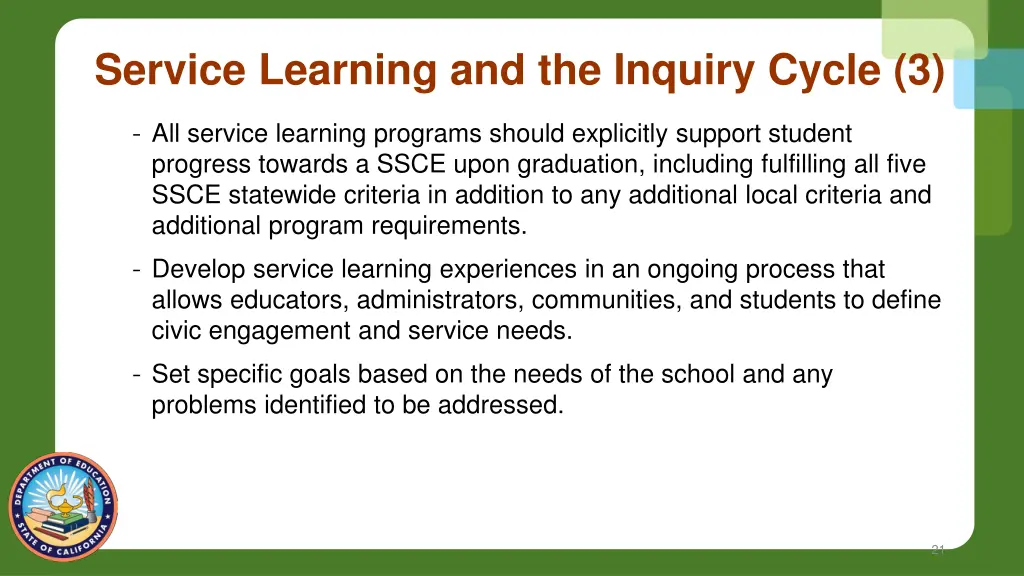 service learning and the inquiry cycle 3