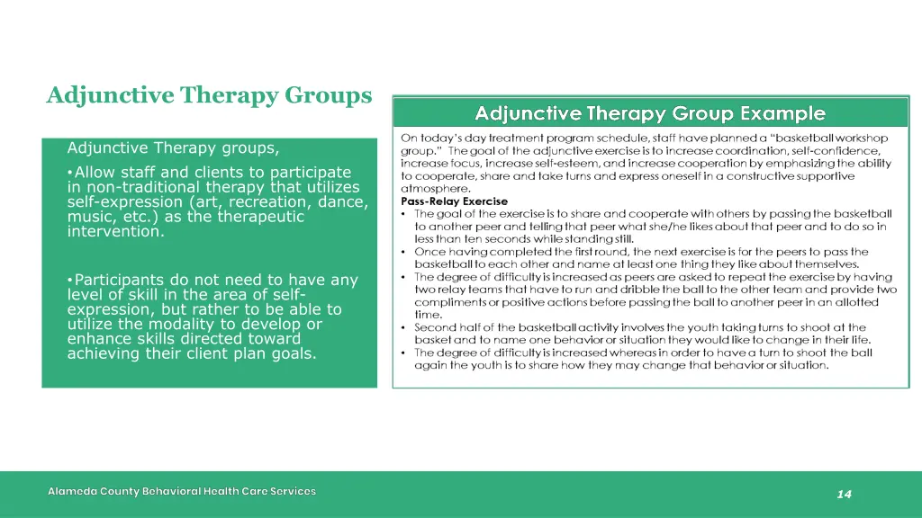 adjunctive therapy groups