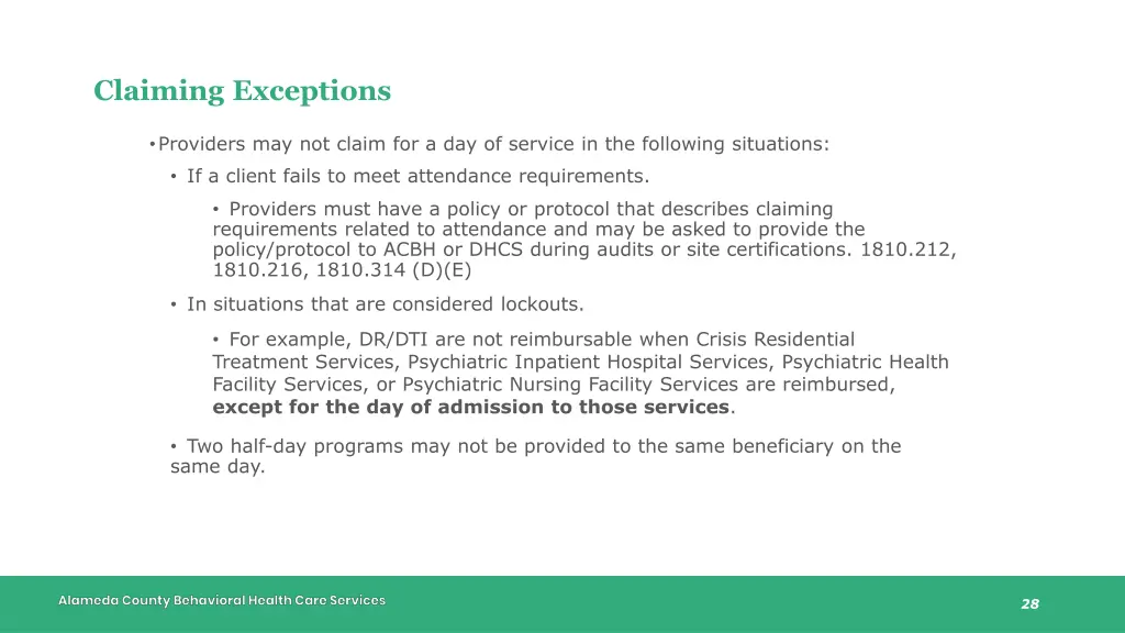 claiming exceptions
