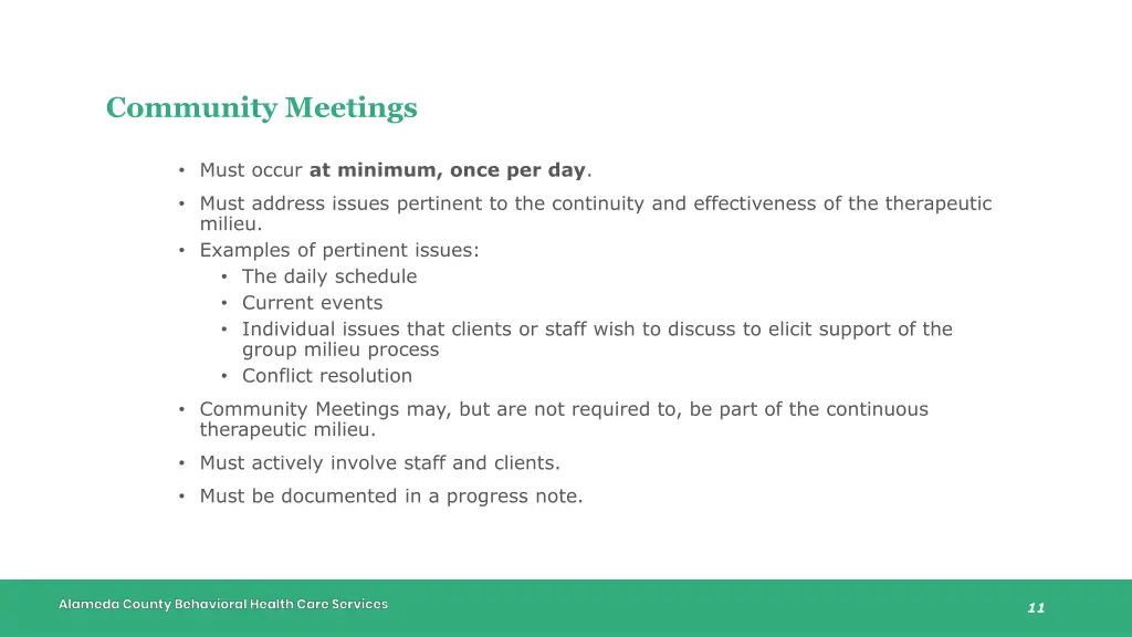 community meetings
