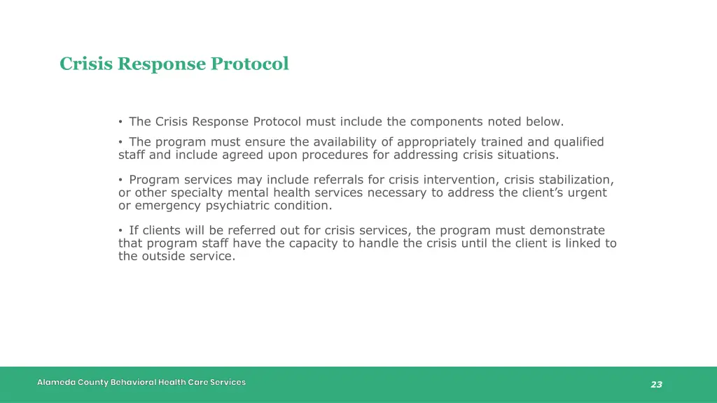 crisis response protocol