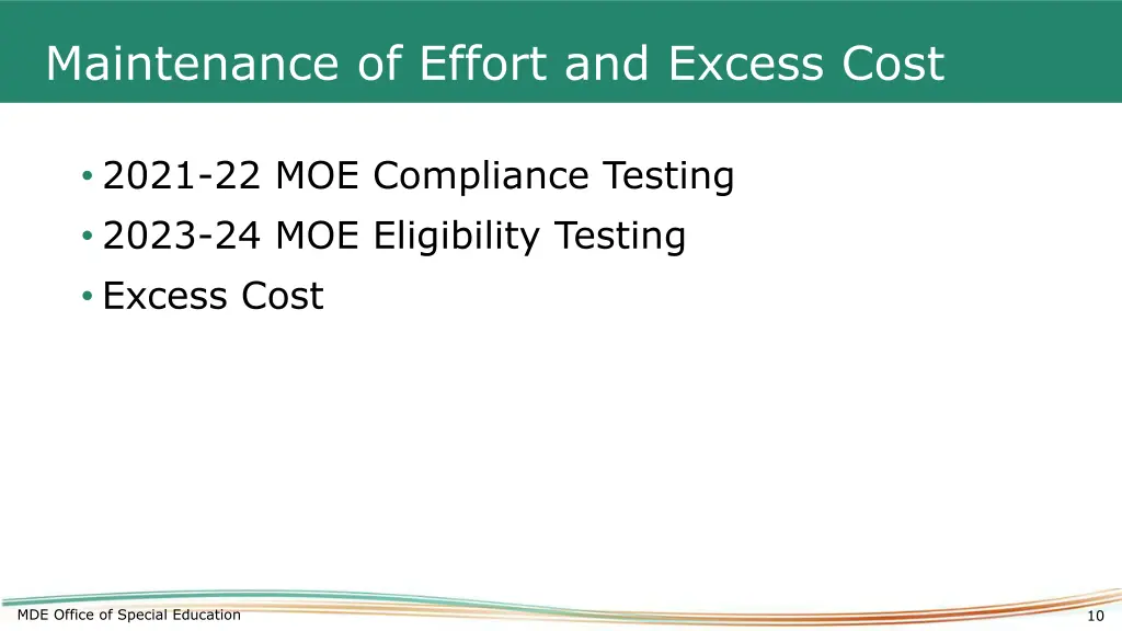 maintenance of effort and excess cost