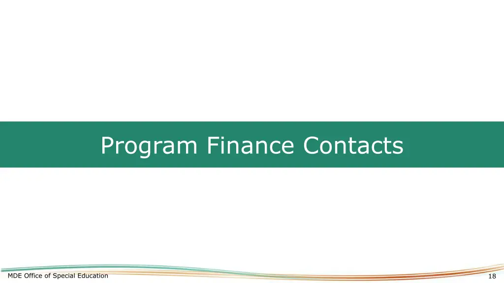 program finance contacts