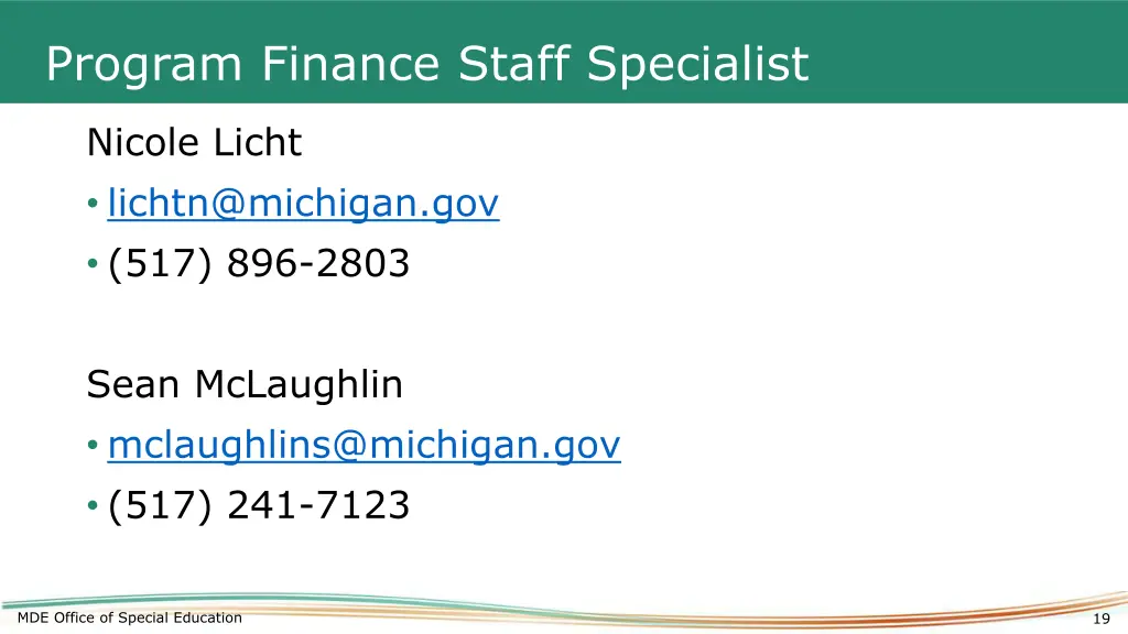 program finance staff specialist