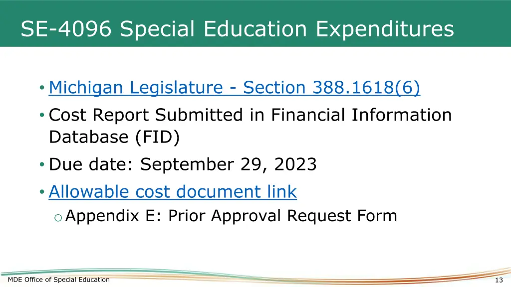 se 4096 special education expenditures