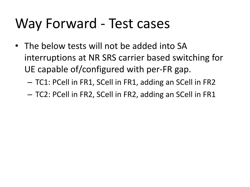 way forward test cases 2
