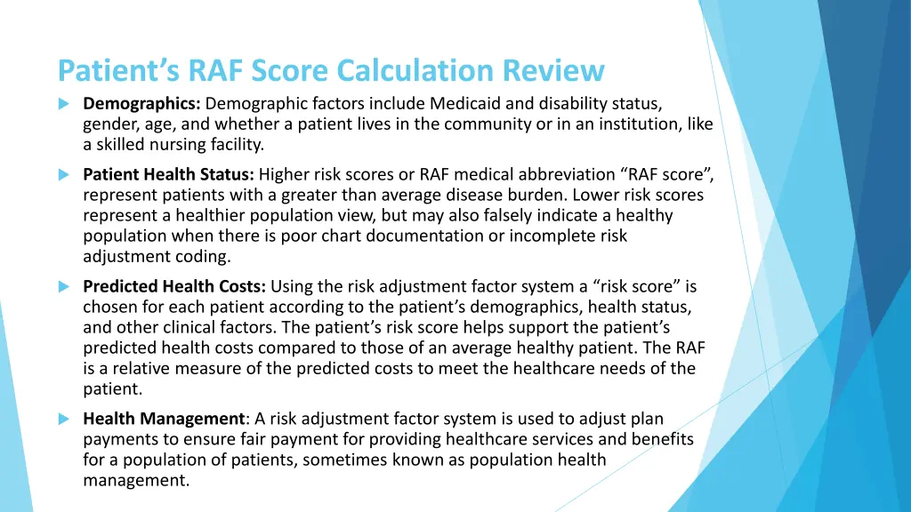 patient s raf score calculation review
