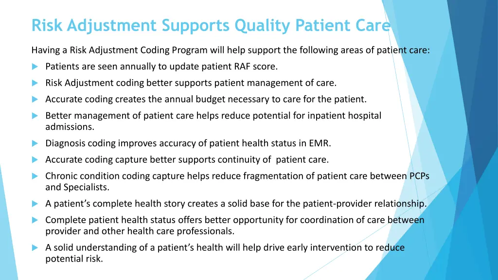 risk adjustment supports quality patient care