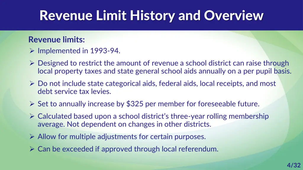 revenue limit history and overview