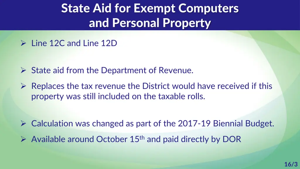 state aid for exempt computers and personal