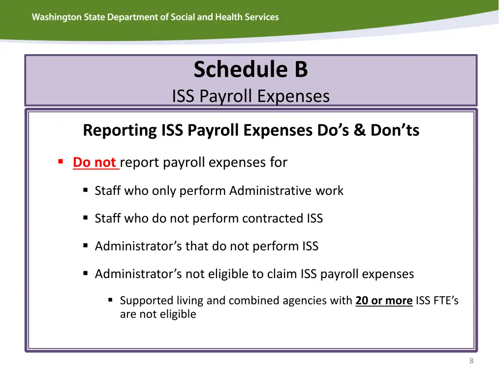 schedule b iss payroll expenses