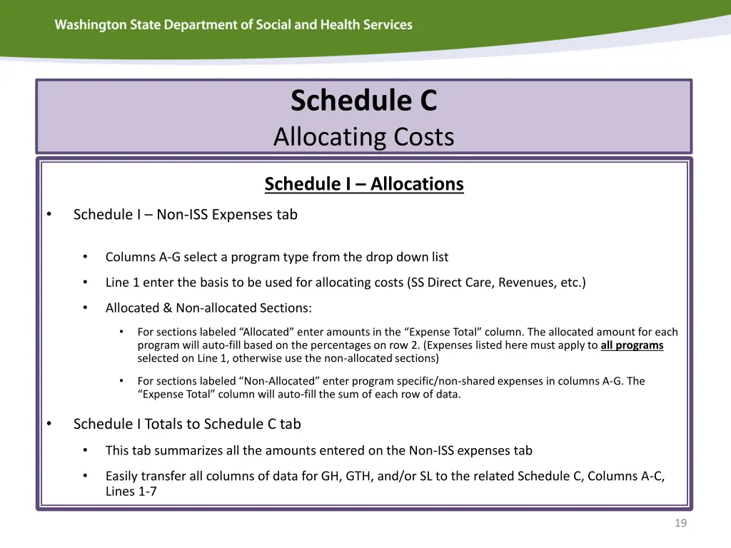 schedule c allocating costs