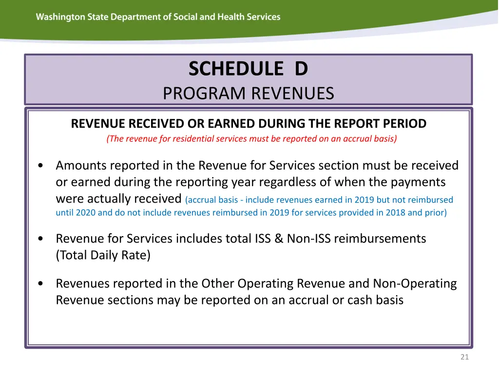 schedule d program revenues