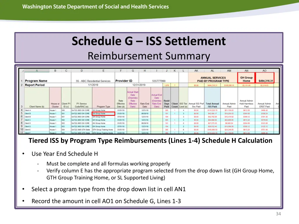 schedule g iss settlement reimbursement summary 1