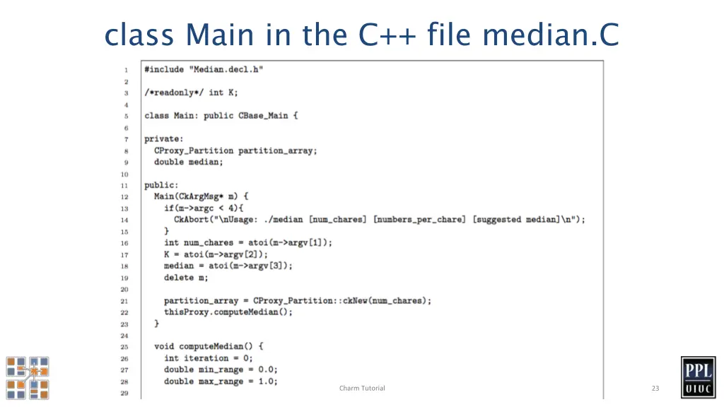 class main in the c file median c