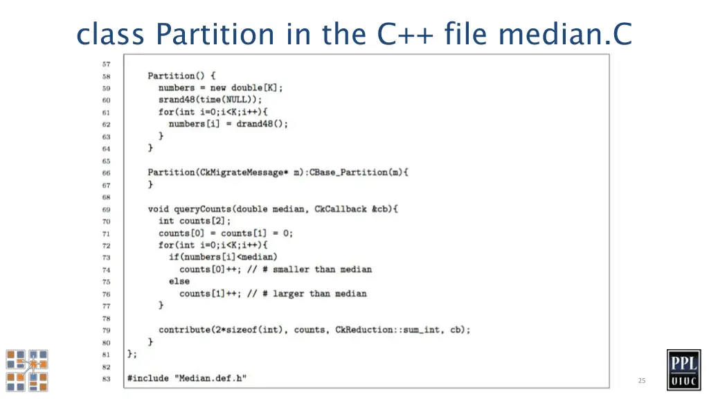 class partition in the c file median c