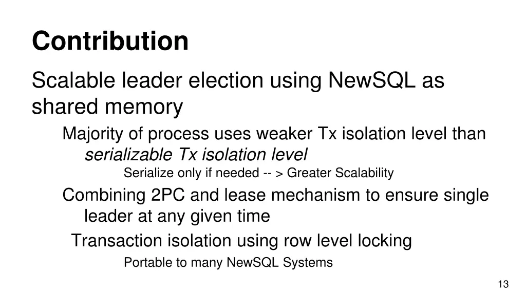 contribution scalable leader election using